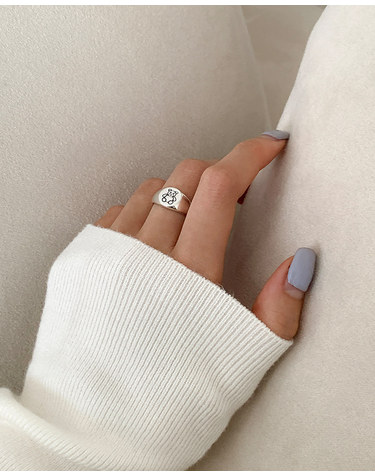 [925 Silver] Cutie Bear Engrave Ring B 25