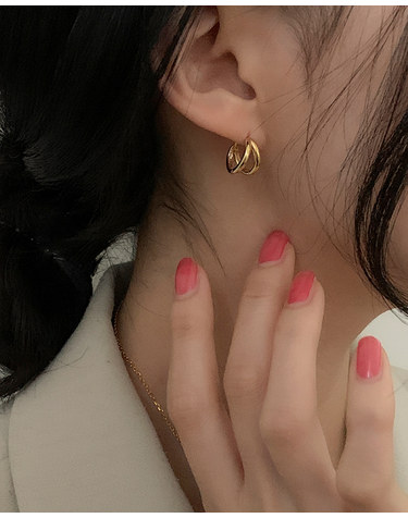 [925 Silver] Two ring one touch earrings E 52