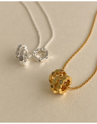(925 Silver) Three ring necklace A 02