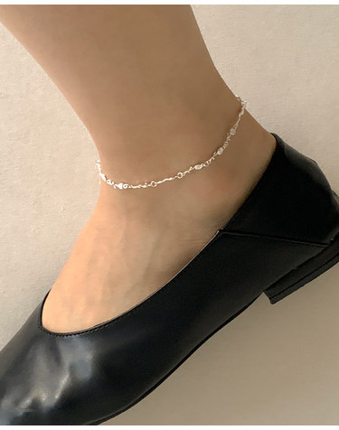 [925 Silver] Flower anklet L 19