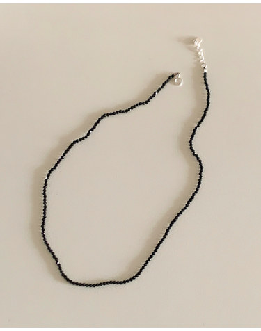 [925 Silver] Black stone necklace N 101