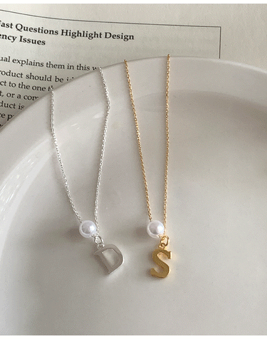 [925 Silver] Ruby Initials Necklace A 27