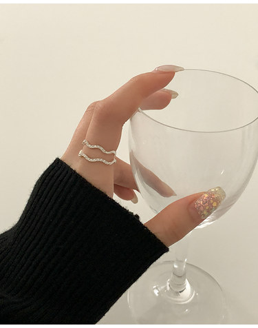[925 Silver] Wave Cubic Ring B 47