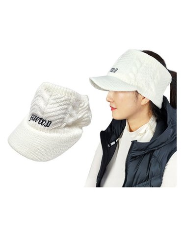 고운골프 꽈배기 니트 방한모자 겨울니트썬캡