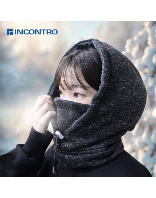 인콘트로 인콘트로 멜란지 김서림방지 이중 후드넥워머 착용컷