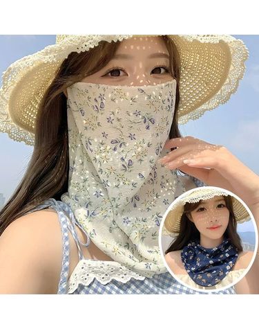 [보리보리] 1+1 2종SET 여름 플라워 쿨스카프 자외선차단 페이스커버 넥커버 여성 러닝 골프 마스크