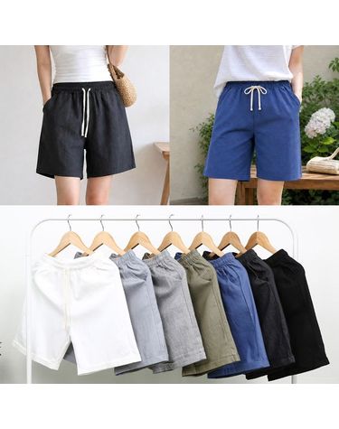 [보리보리] 여성용 시원한 여름 4부 면 밴딩 반바지