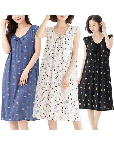 [보리보리] 여성 여름 파자마 원피스 캐릭터 나시잠옷 민소매 홈웨어 프릴 실내복 원피스