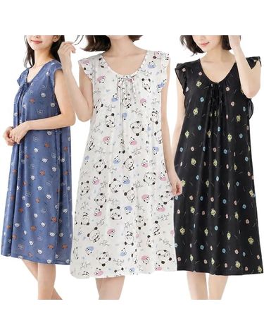 [보리보리] 여름 여성 홈웨어 원피스 귀여운 캐릭터 나시 잠옷 민소매 프릴 실내복 원마일웨어