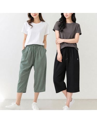 [보리보리] 여성 편한 인조인견 7부 밴딩팬츠 여름 빅사이즈 벌룬핏 항아리바지 주머니