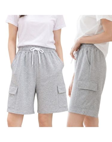 [보리보리] 여성 카고 트레이닝 반바지 면 밴딩 스트링 주머니 5부 편한 여름 팬츠