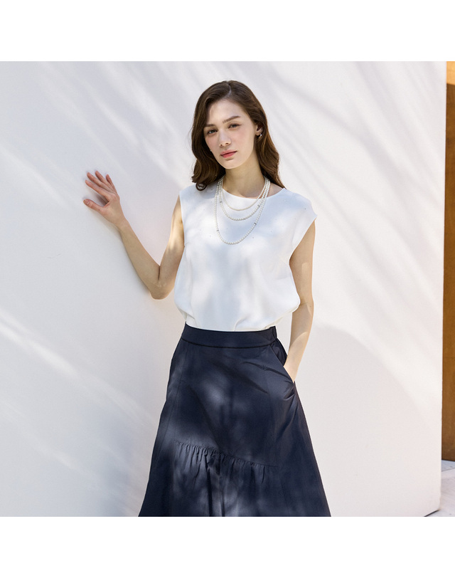 요하넥스 [요하넥스] 스톤 슬리브스 탑 블라우스 착용컷