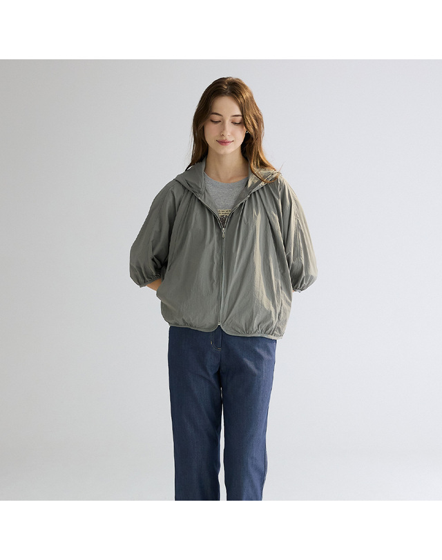 요하넥스 [요하넥스] 시어후드 셔링집업점퍼 착용컷