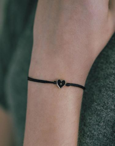 Heart spade enamel string bracelet (Black) BH6B36641WB210