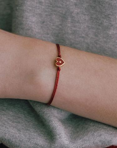 Heart spade enamel string bracelet (Red) BH6B36642YB210