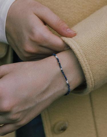 [925 silver] Color sand mix beads bracelet (Lapis lazuli) BH4B45426Y9175