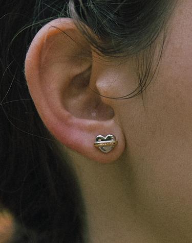 Heart dessert macaroon post earrings (Combi) BH6E43608CBXXX