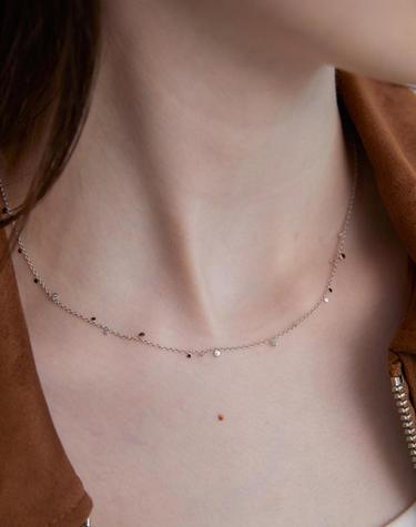 [925 silver] Spangle necklace (White) BH7N40710W9450