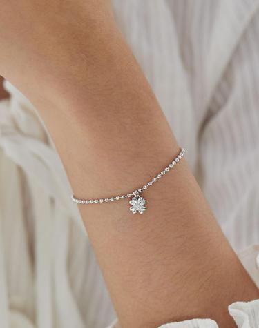 [925 silver] Clover ball chain bracelet (White) BH7B52711W9175