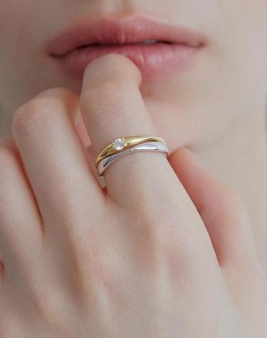 [925 silver] Layered stone ring (Combi) BH7R53716C9