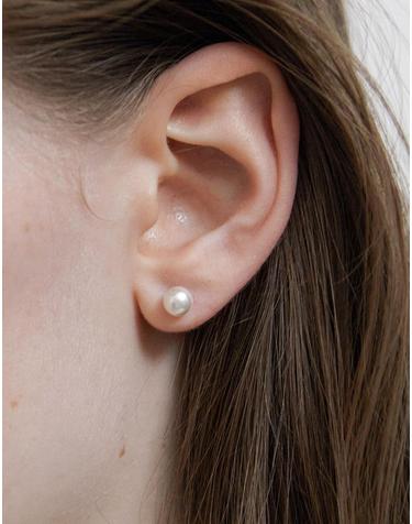 [925 silver] Pureline White pearl earrings 6mm (White) BH6E49639W9XXX