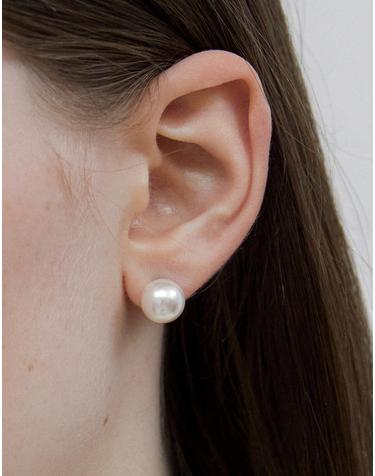 [925 silver] Pureline White pearl earrings 10mm (White) BH6E49641W9XXX