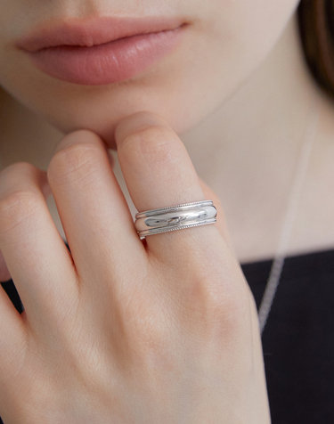 [925 silver] Milgrain vloume ring (White) BH7R59767W9