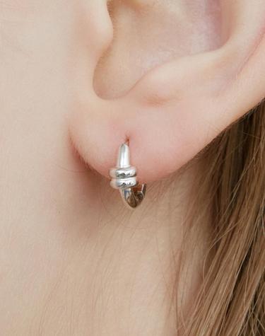 [925 silver]Duo link earrings (White) BH7E5B808W9XXX