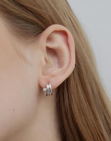 Ball stone point earrings (White) BH7E5B807WBXXX