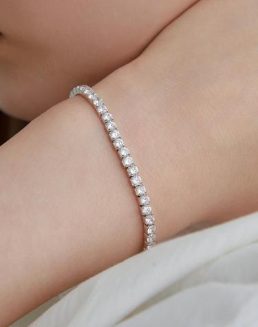 [925 silver] Pureline flexible tennis bracelet 3.0mm (White) BH7B5B793W9