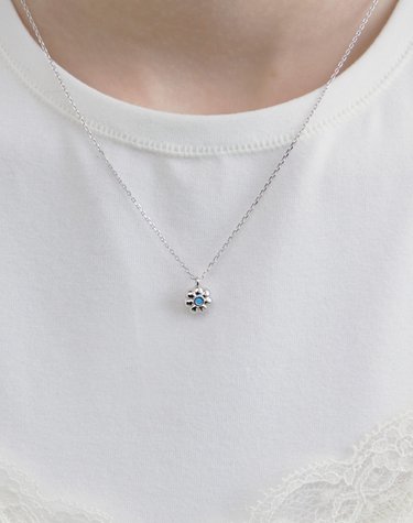 플라워 실버 허니스위트 터쿼이즈 목걸이 necklace (White) BH7N64717W9450