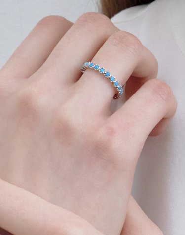 [925 silver] 플라워 실버 터쿼이즈 테니스 반지 2.0mm (White) BH7R64724W9