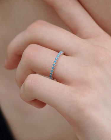 [925 silver] 플라워 실버 터쿼이즈 테니스 반지 1.5mm (White) BH7R64723W9