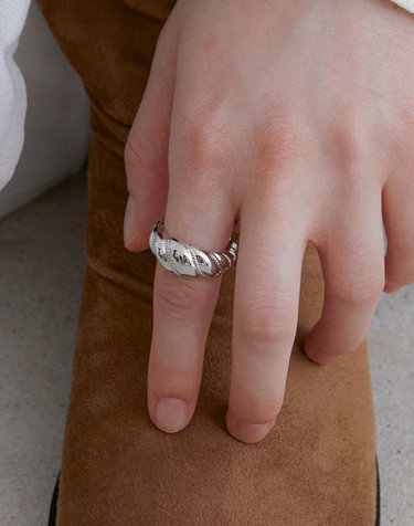 Milgrain twist vloume ring (White) BH7R50786WB