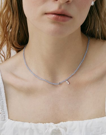 펌킨 비즈 스카이 블루 목걸이 (White) BH7N66784WB450