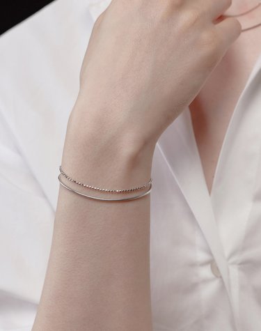[925 silver] 퓨어라인 실버 더블 볼 & 스네이크 팔찌  (White) BH6B69625W9