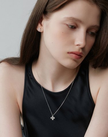 [925 silver] 바이그레인 실버 글린트 모이사나이트 목걸이 (White) BH7N60838W9600