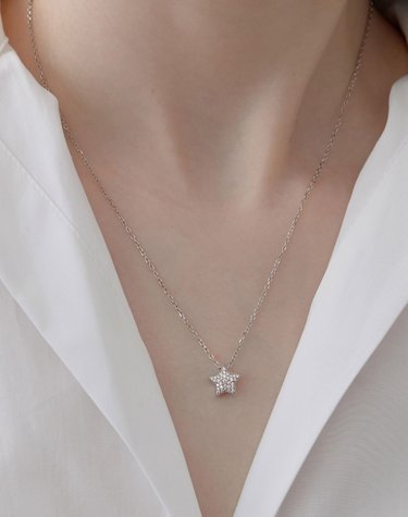 [925 silver] 스텔라 실버 트와이스 파베 목걸이 (White) BH7N60842W9500