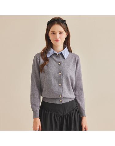 셔츠카라배색오픈단추니트_B4F3KT2041