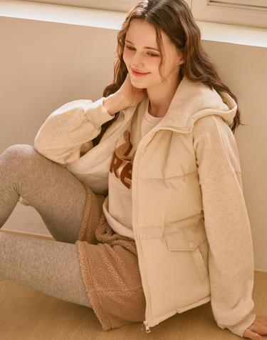 후드넥 웰론 패딩 조끼_B5W3VT4951