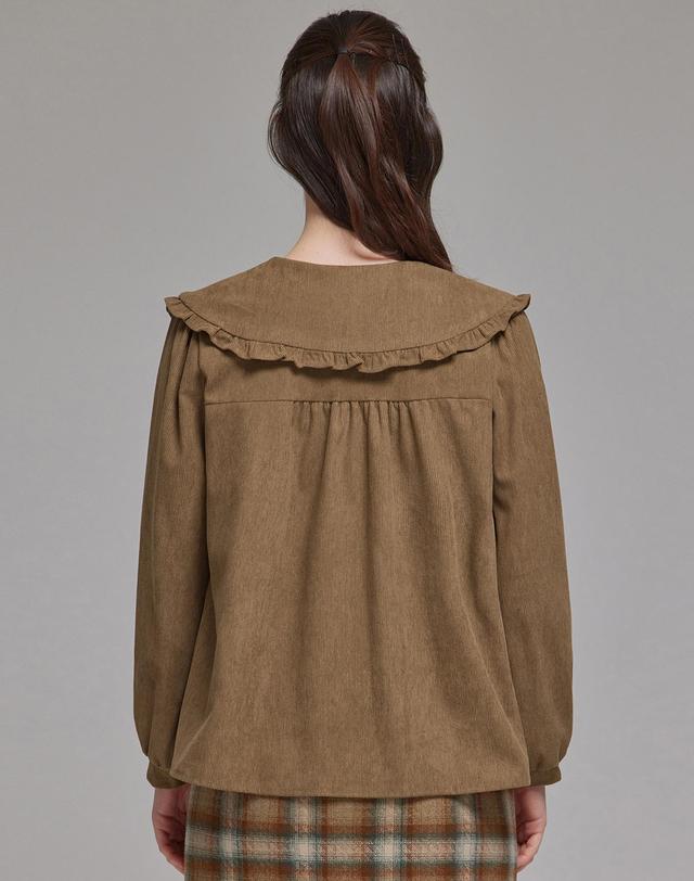 포커스 와이드 카라 코듀로이 블라우스_IN5W1BL5071 착용컷