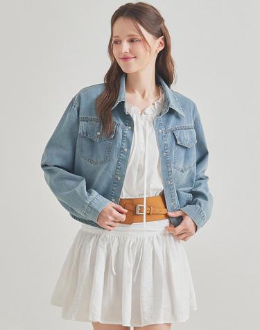 데님 아웃핏 크롭 블라우스_B6S1BL5291