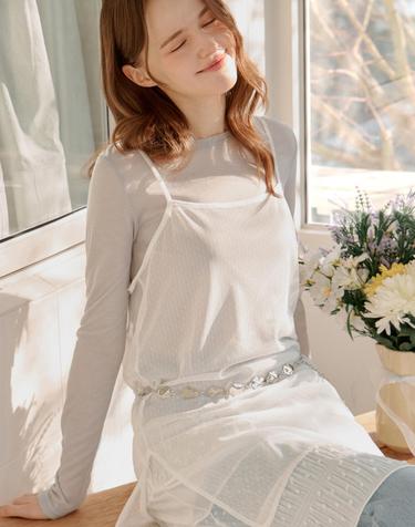 [2SET]시스루 티셔츠+레이스 뷔스티에_B6S1TS6701