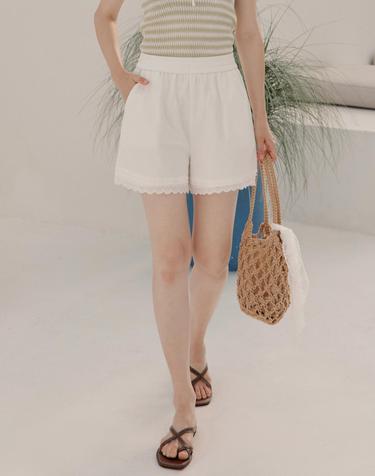 레이스 트리밍 코튼 3부 팬츠_B6M3PT7371
