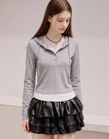 반오픈 레이어드 후드 티셔츠_B6F1TS6531