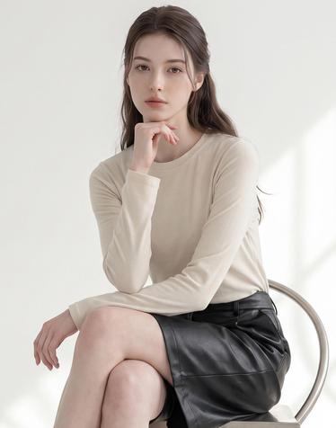 라운드넥 텐션 티셔츠_VF6F1TS6530