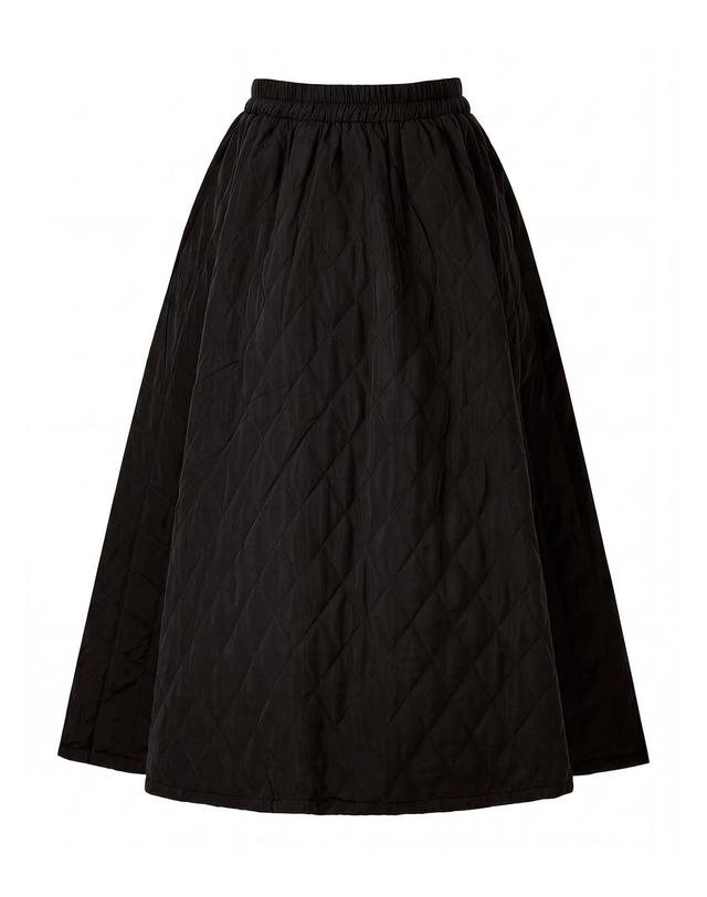 포커스 다이아 퀼팅 플레어 스커트_VF6W1SK8441 착용컷