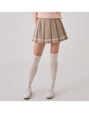 [포트메인] T3322PSK06 BE 여성 컬러 콘트라스트 플리츠 스커트