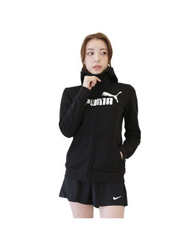 푸마 우먼스 빅로고 ESS 여성 여자 기모 후드집업 자켓 후디 블랙 586806-01