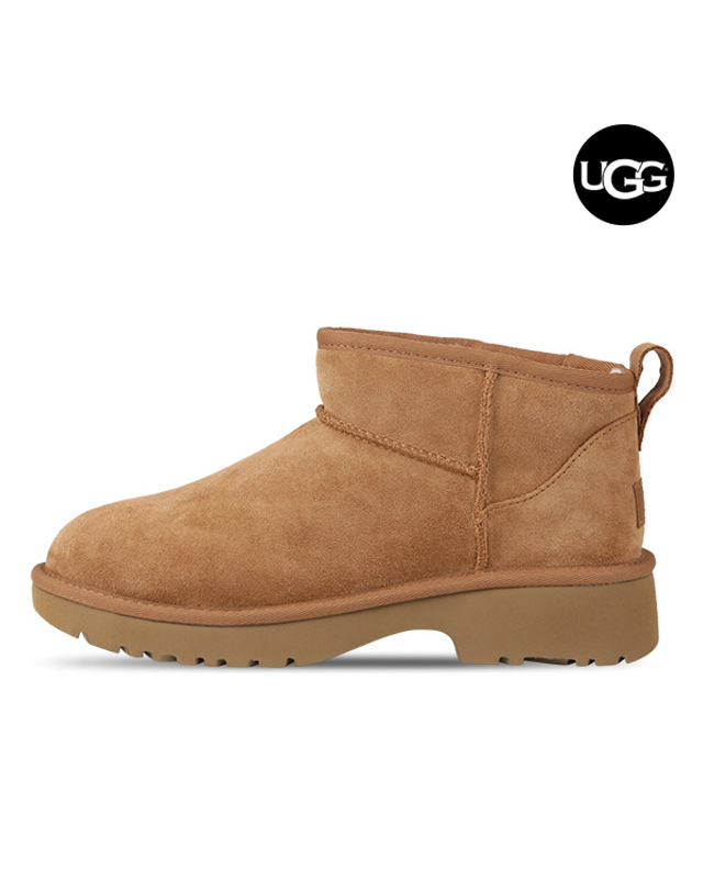 어그 어그 UGG 클래식 울트라 미니 뉴 하이츠 K 여성 양털 부츠 체스트넛 1157732K-CHE 착용컷